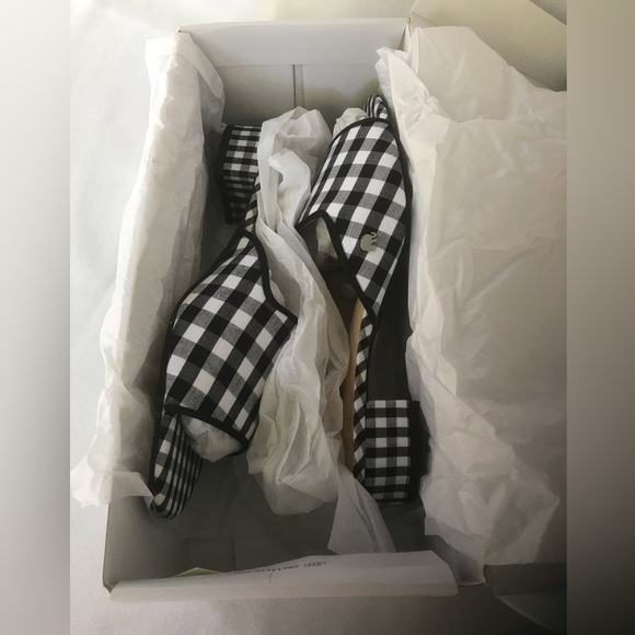 NIB Crown & Ivy Women's Charlotte Slides in Black and White Gingham - Picture 6 of 8